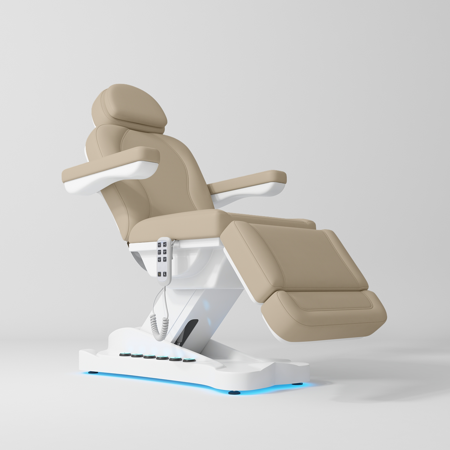 Éclat – elektryczne łóżko zabiegowe ze sterowaniem nożnym - Ciepły Beżowy