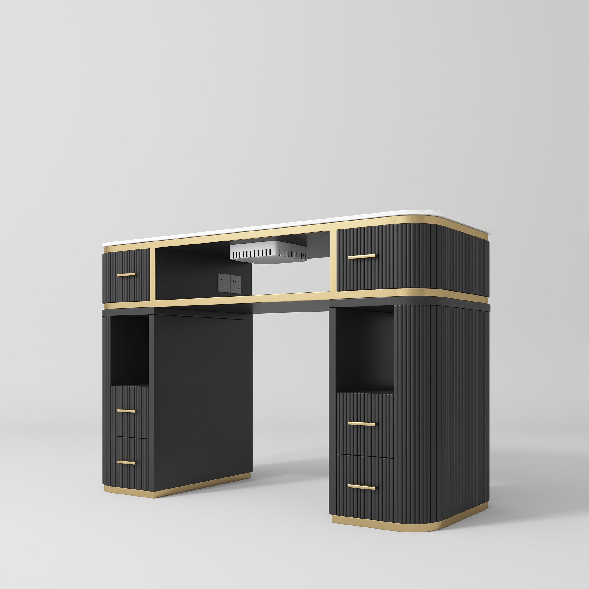 Manikűr asztal Glam Station – beépített porelszívóval - Fekete