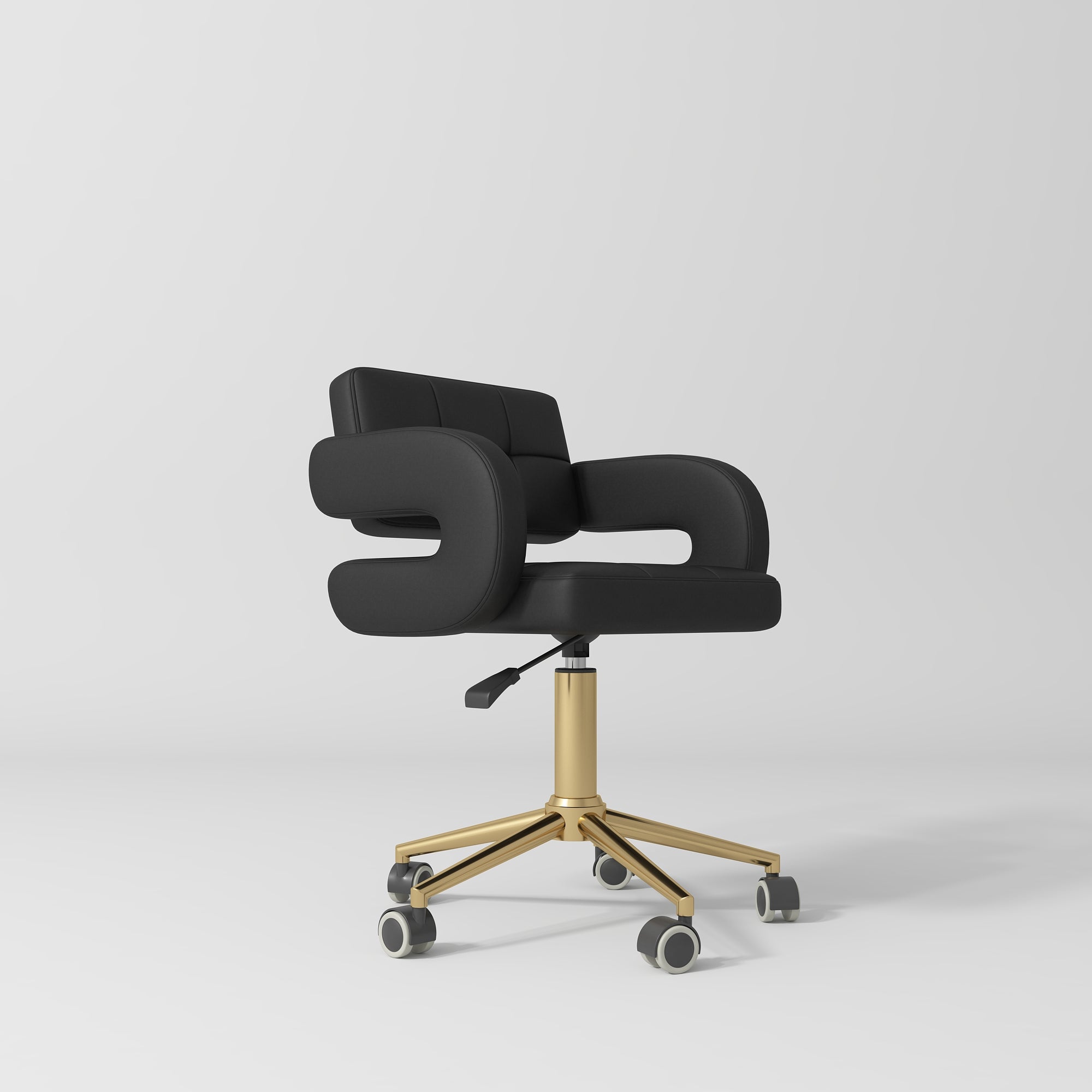 Kosmetische stoel Serenity – 360° draaibaar met gouden basis - Zwart