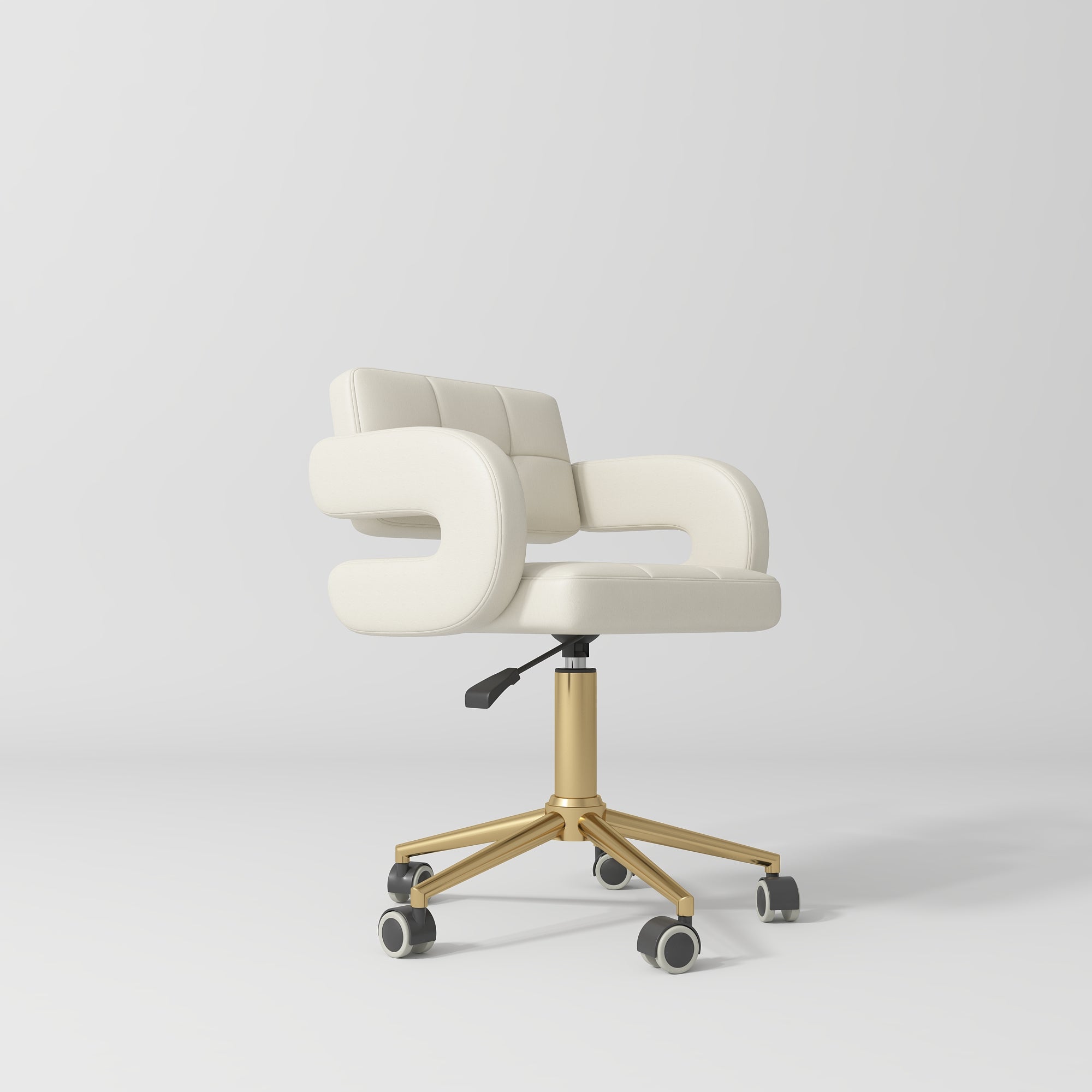 Kosmetische stoel Serenity – 360° draaibaar met gouden basis - Crèmekleurig