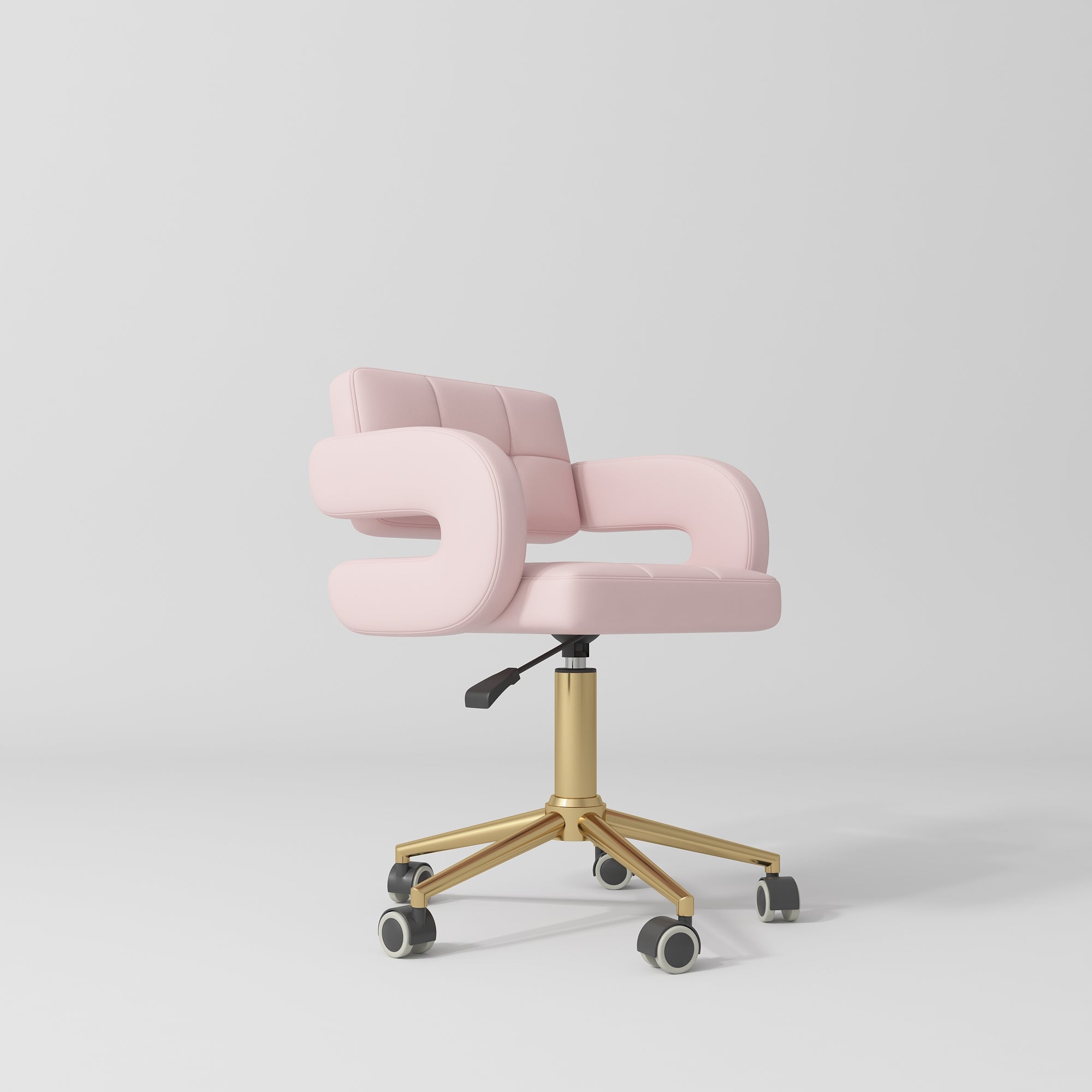 Kosmetische stoel Serenity – 360° draaibaar met gouden basis - Lichtroze