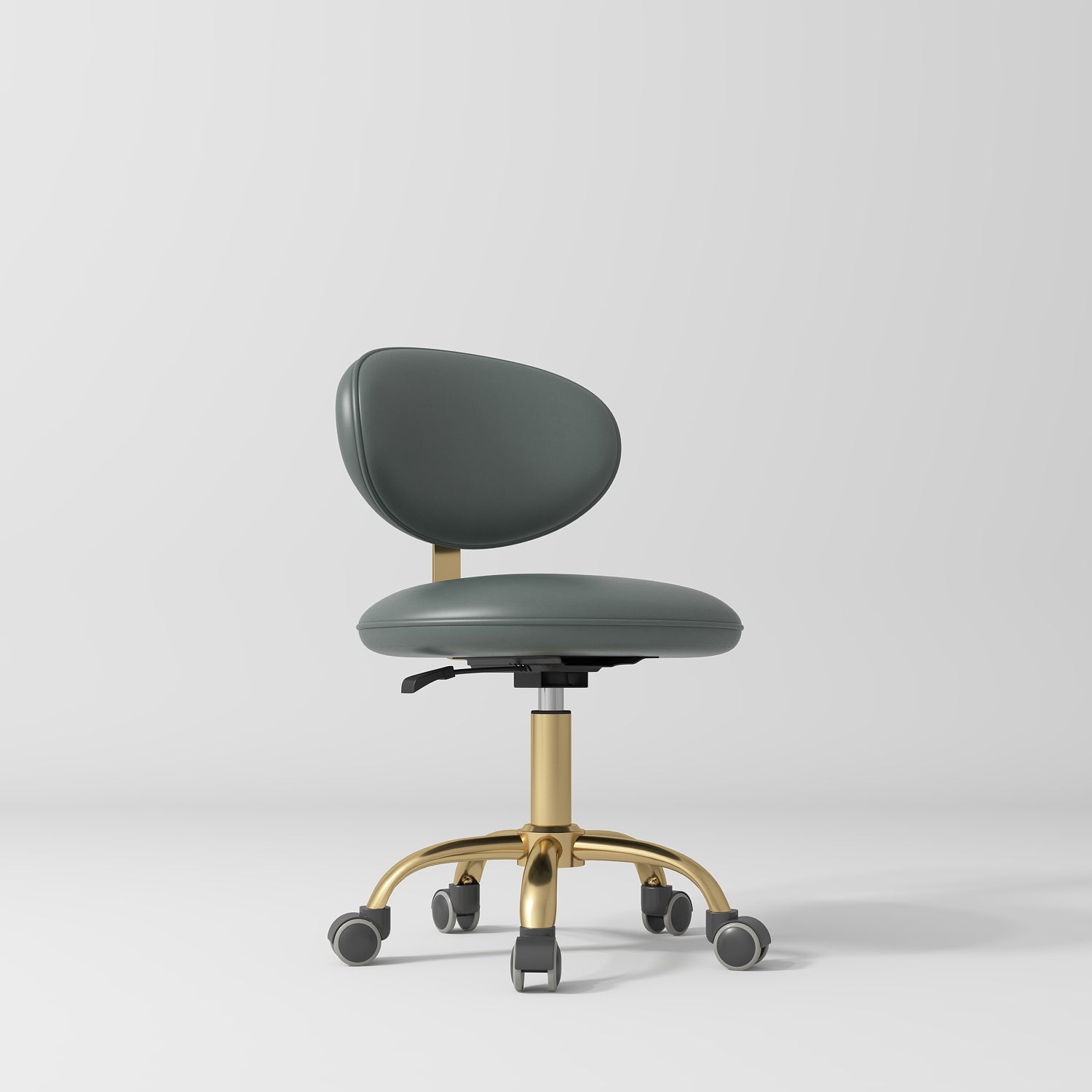 Krzesło kosmetyczne z oparciem Aura – obrotowe 360° ze złotą bazą - Navy