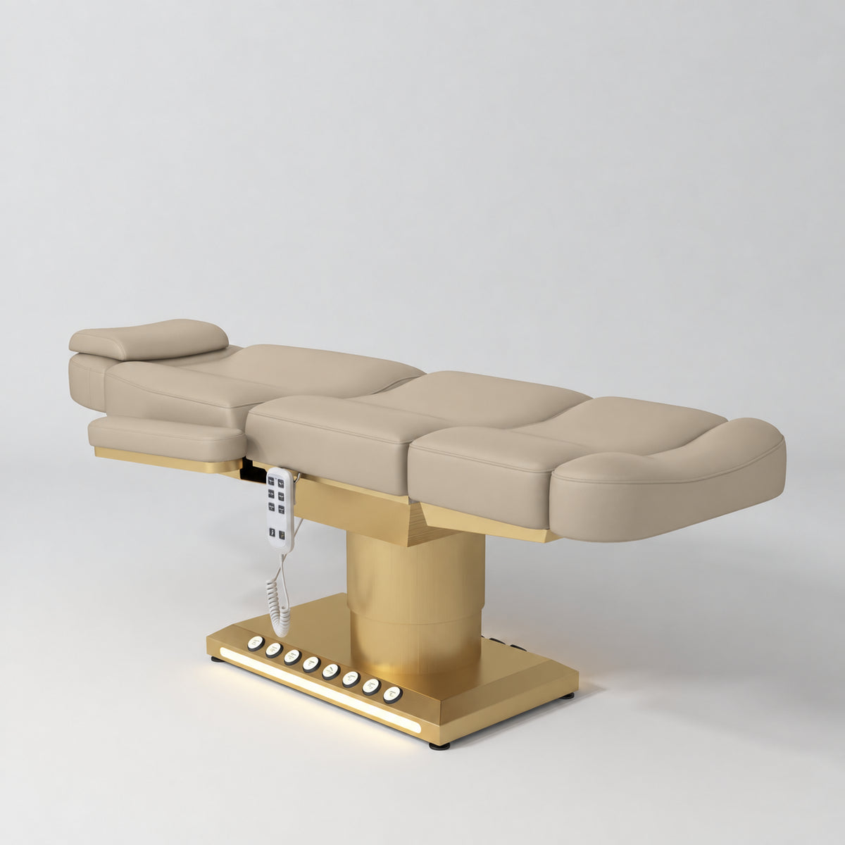 Aurélie – elektrisk premium-skønhedsstol med fodbetjening - varm beige
