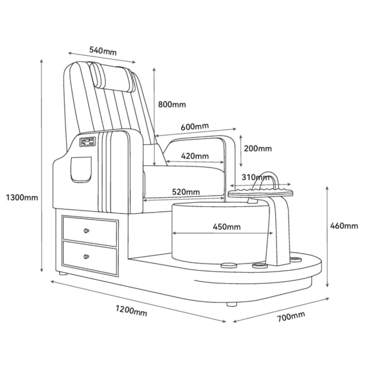 Noémie – luxe elektrische pedicurestoel met massage - Navy