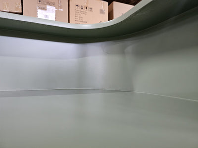 OUTLET 49 – Averne LED kozmetikai recepcióspult – 180 cm-es recepciós pult szalonba – olívazöld