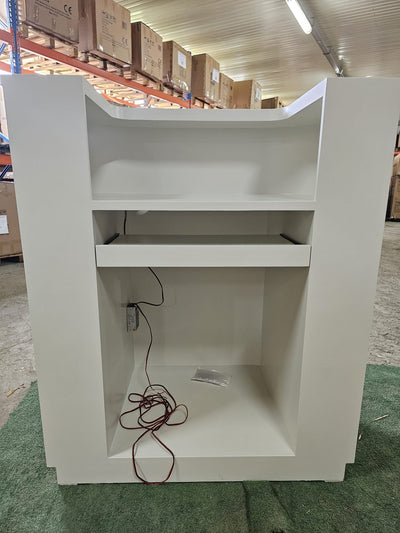 OUTLET 26 - Kosmetikos registratūra Averne LED – 100cm registratūros stalas salonui - Kreminė