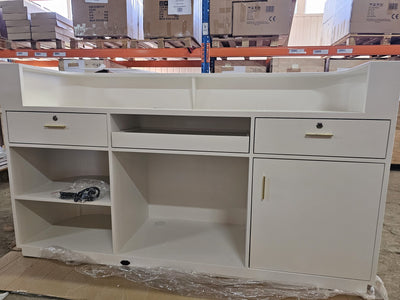 OUTLET 44 - Kosmetikos registratūra Averne LED – 180cm registratūros stalas salonui - Balta