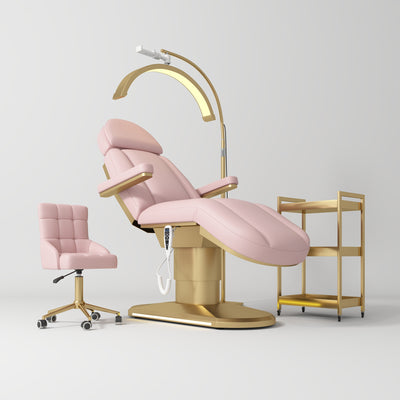 Zestaw Kompletny Salon Étoile Różowy - Elektryczne łóżko, Krzesło, Lampa i Pomocnik kosmetyczny