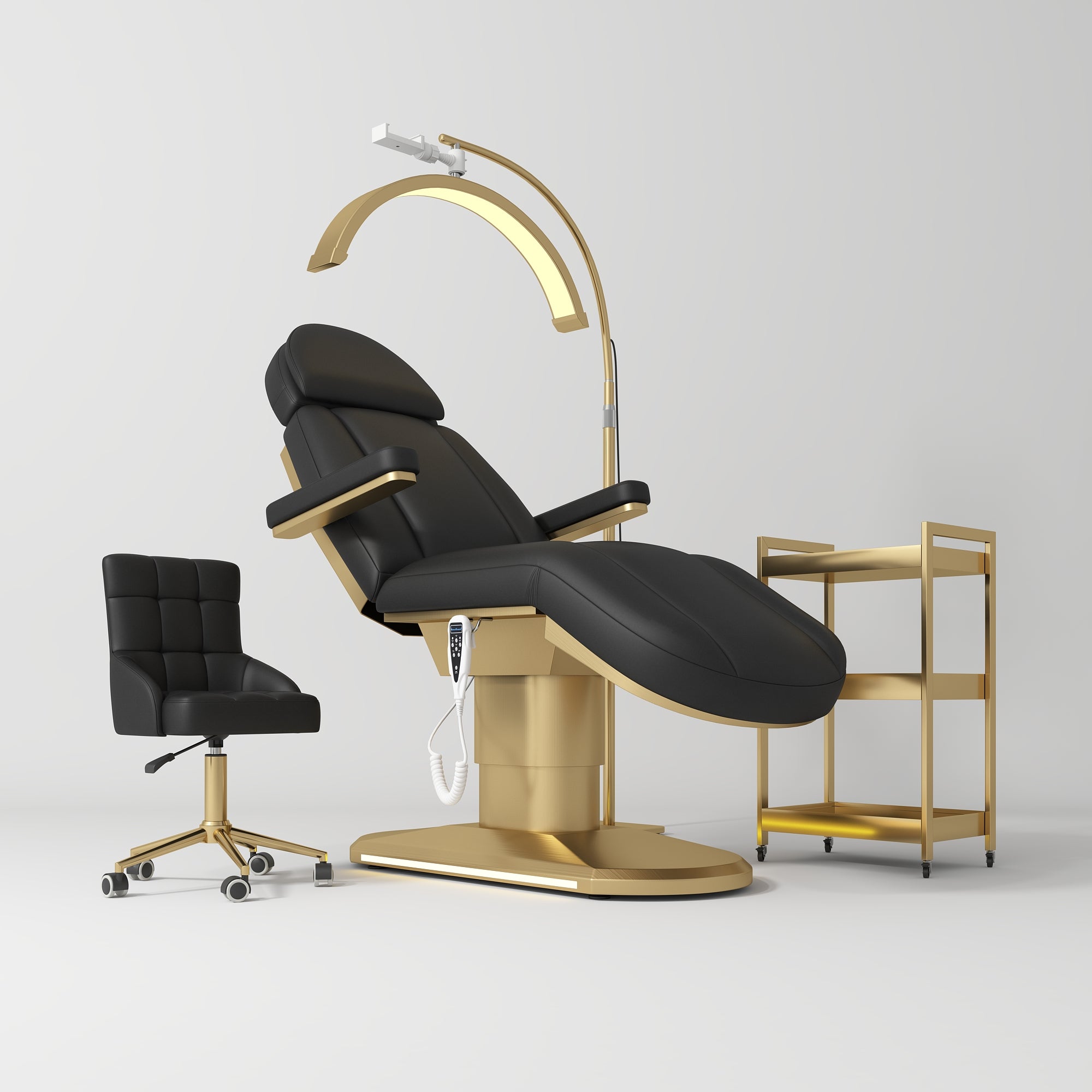 Complete Salon Étoile Black Set - Electric Bed, Chair, Lamp and Beauty Assistant