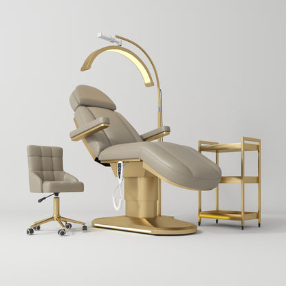 Complete Brown Salon Étoile Set - Electric Bed, Chair, Lamp and Cosmetic Assistant