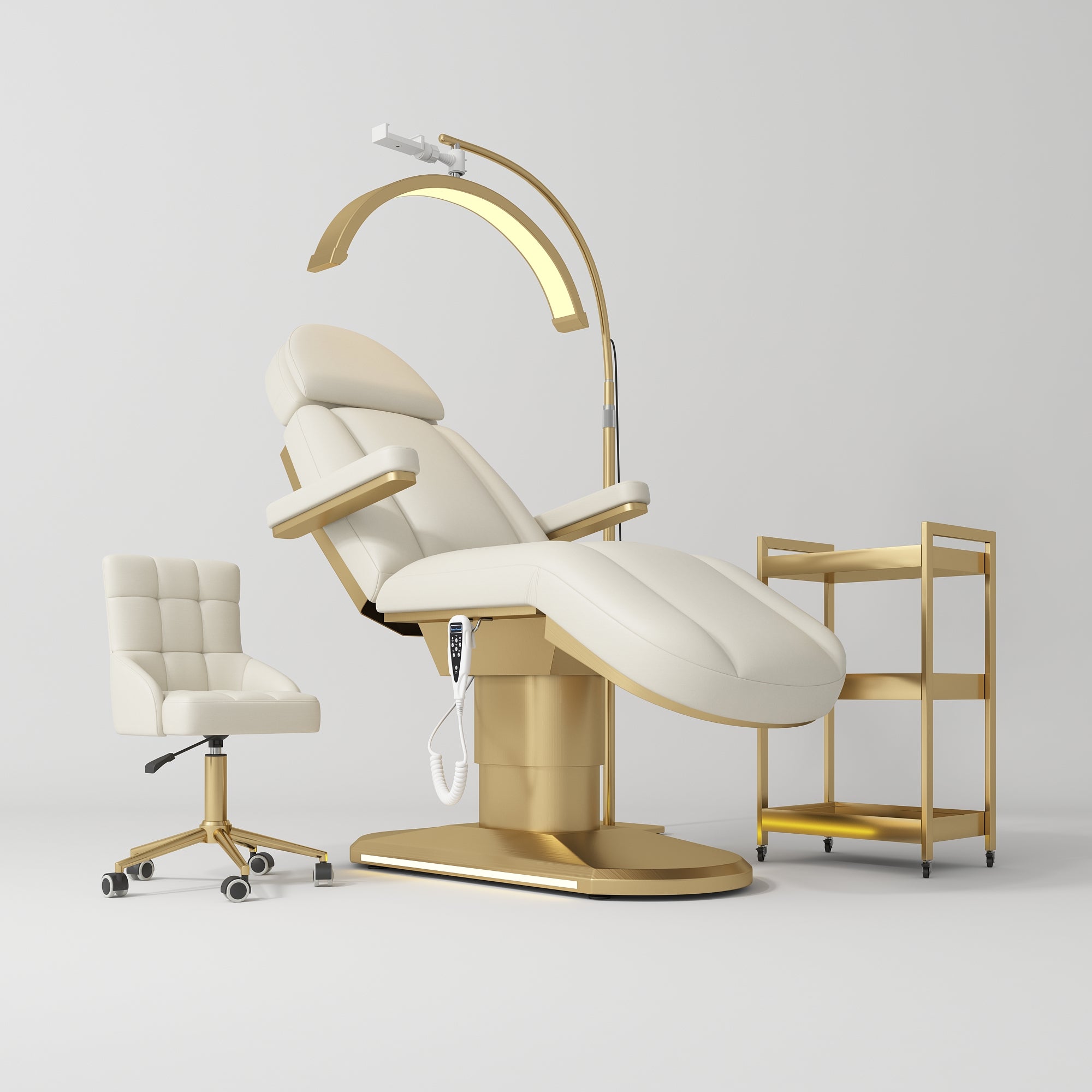 Cream Étoile Salon Complete Set - Electric Bed, Chair, Lamp and Cosmetic Assistant