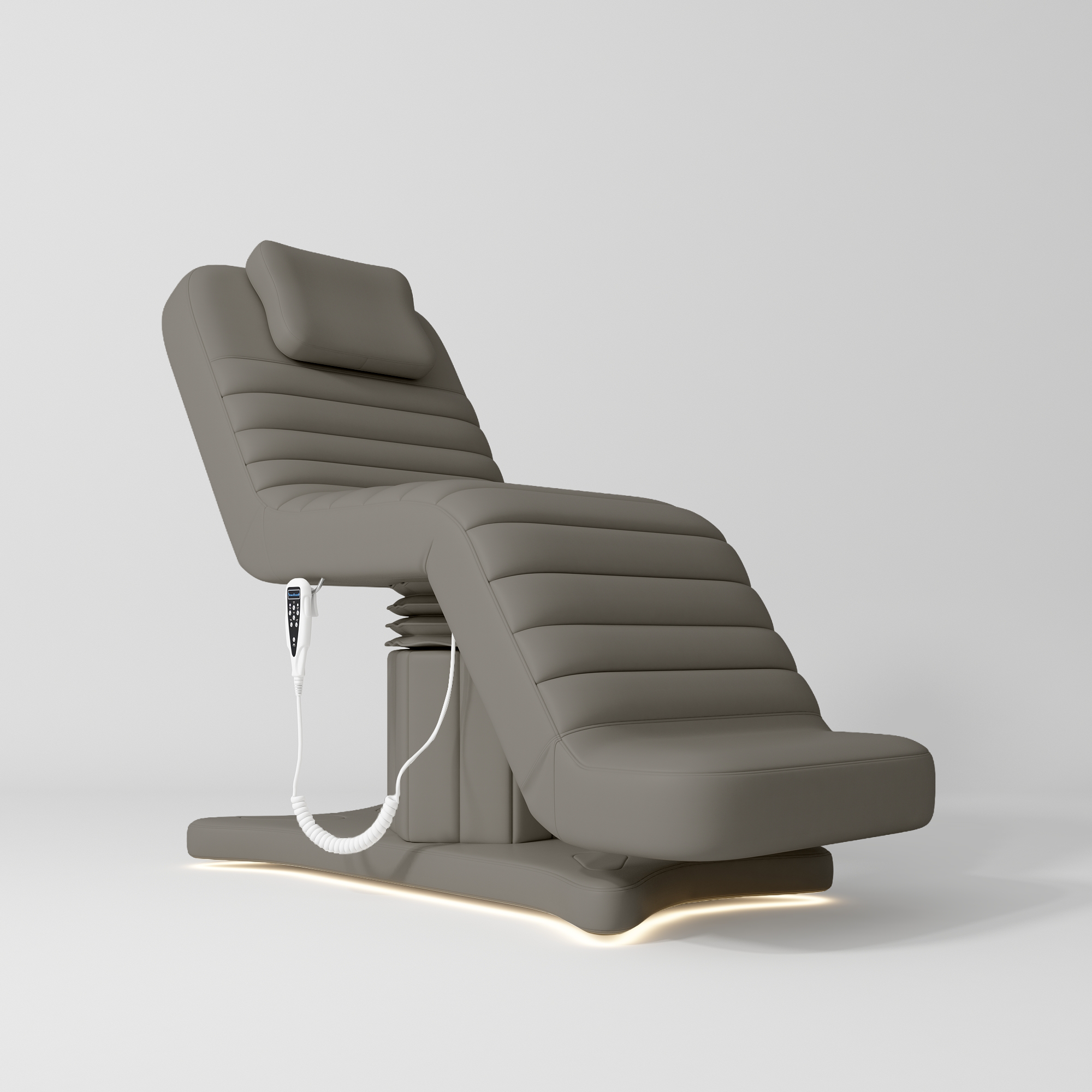 Kompletny Zestaw do Salonu Grandeur Głęboki Popiel - Elektryczne łóżko, Krzesło, Lampa i Pomocnik kosmetyczny