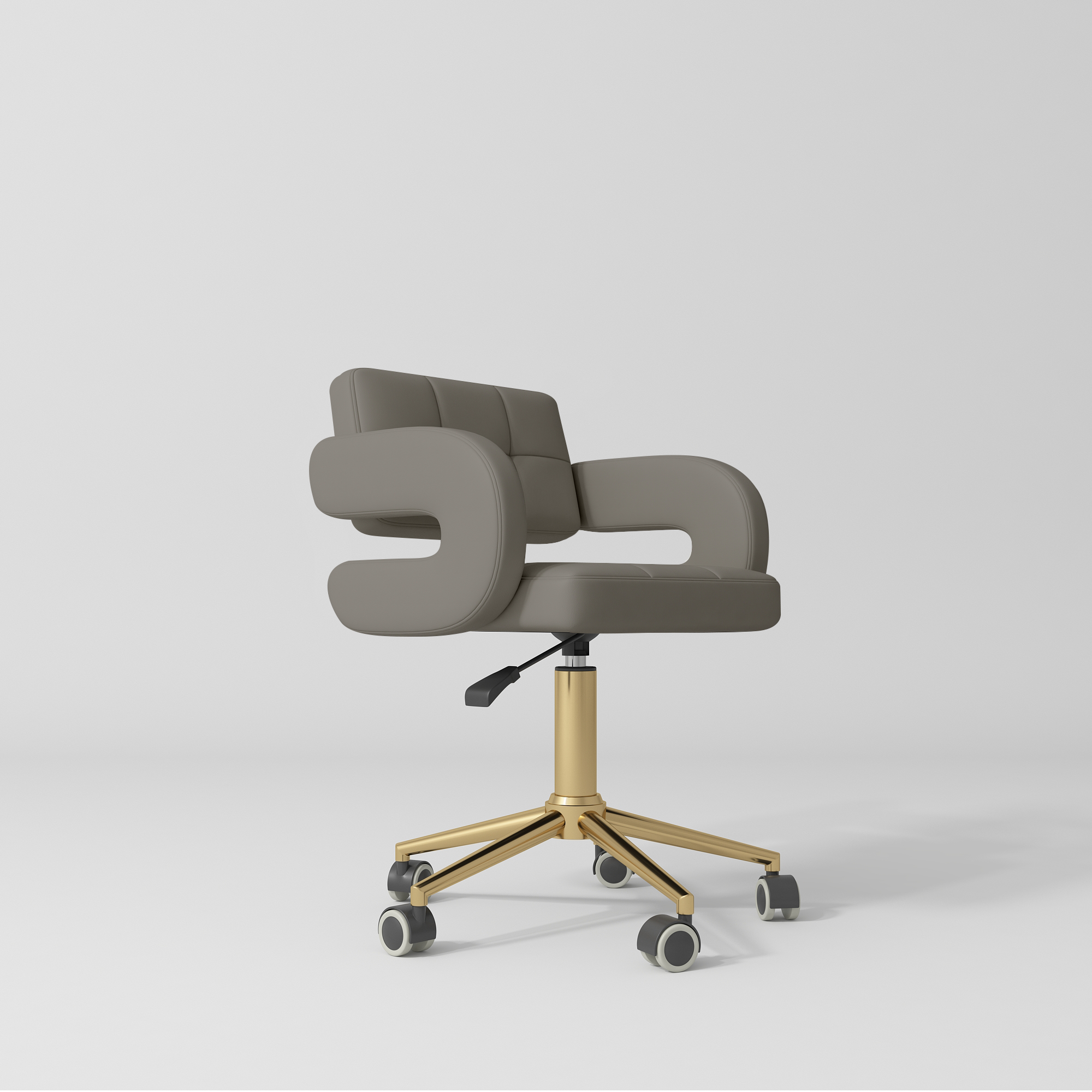 Krzesło kosmetyczne Serenity – obrotowe 360° ze złotą bazą - Głęboki Popiel