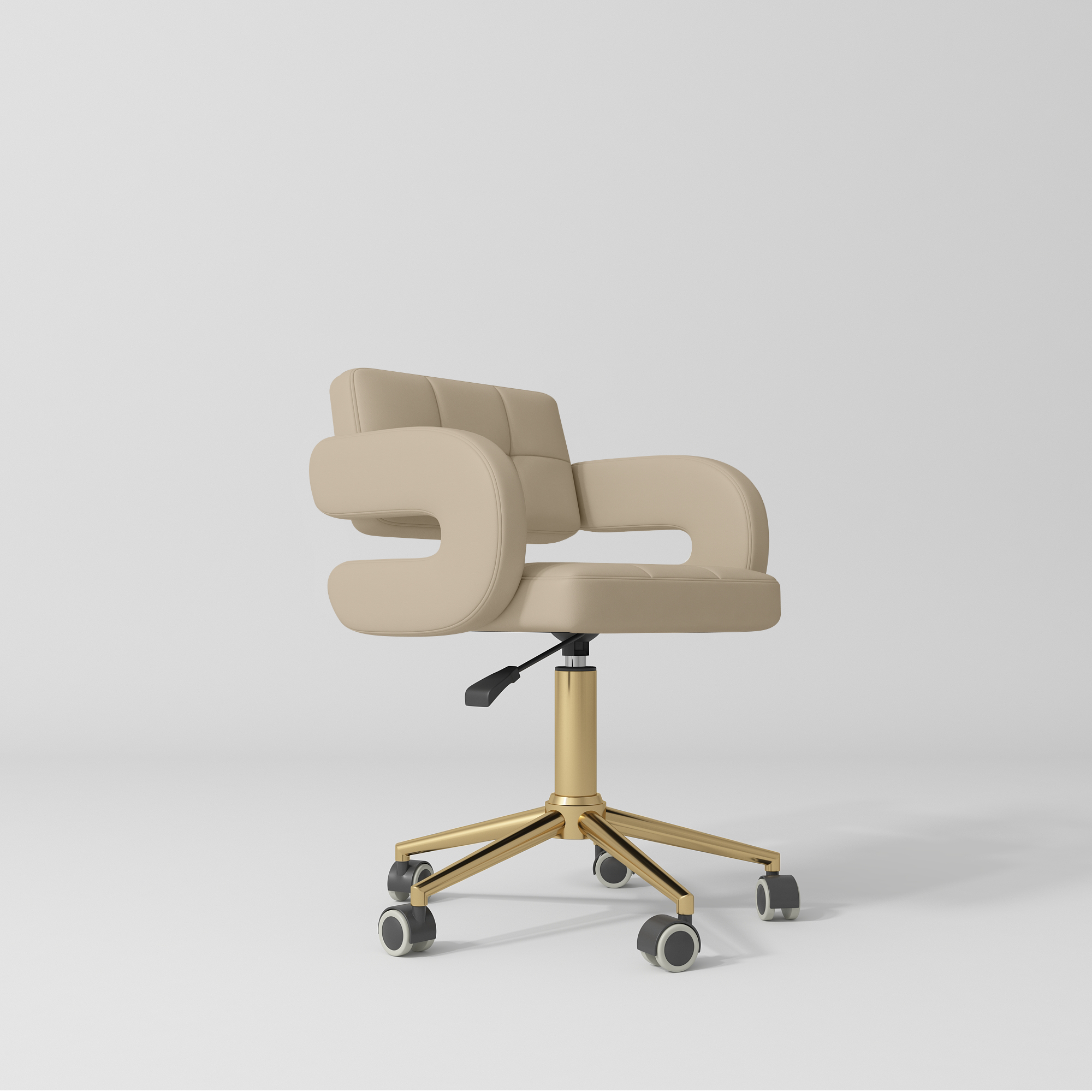 Krzesło kosmetyczne Serenity – obrotowe 360° ze złotą bazą - Ciepły Beżowy