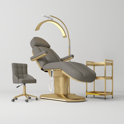 Zestaw Kompletny Salon Étoile Głęboki Popiel - Elektryczne łóżko, Krzesło, Lampa i Pomocnik kosmetyczny