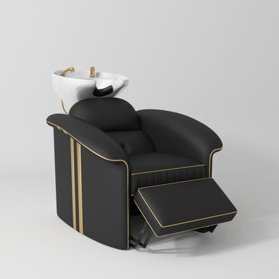 Lavatório de cabeleireiro de luxo Monaco com apoio de pés elétrico – Preto