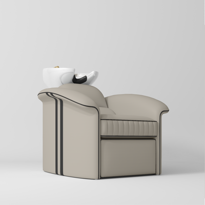 Monaco luxuriöse Friseurwaschanlage mit elektrischem Fußhocker – Stein-Taupe