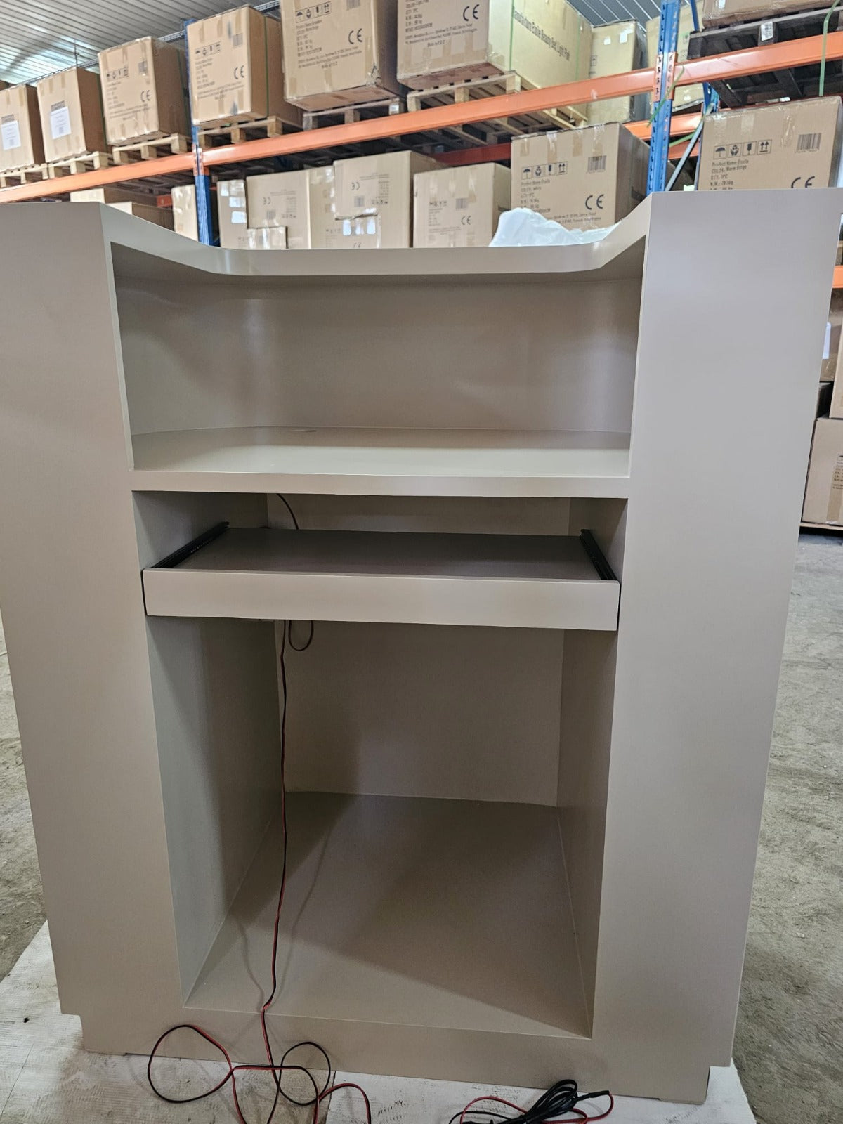 OUTLET 5 - Réception cosmétique Averne LED - comptoir d'accueil pour salon 100cm - Beige chaud