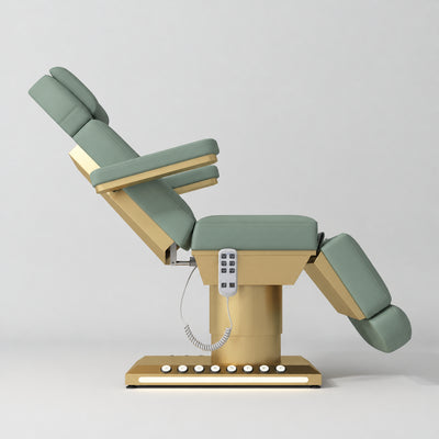 Aurélie – fauteuil de beauté électrique haut de gamme avec commande au pied - Olive