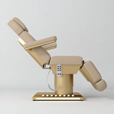 Aurélie – elektrisk premium-skønhedsstol med fodbetjening - varm beige