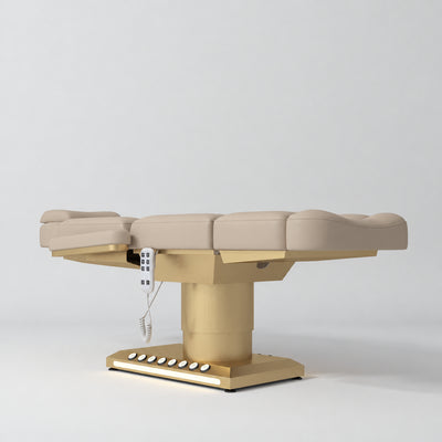 Aurélie – elektrisk premium-skønhedsstol med fodbetjening - varm beige