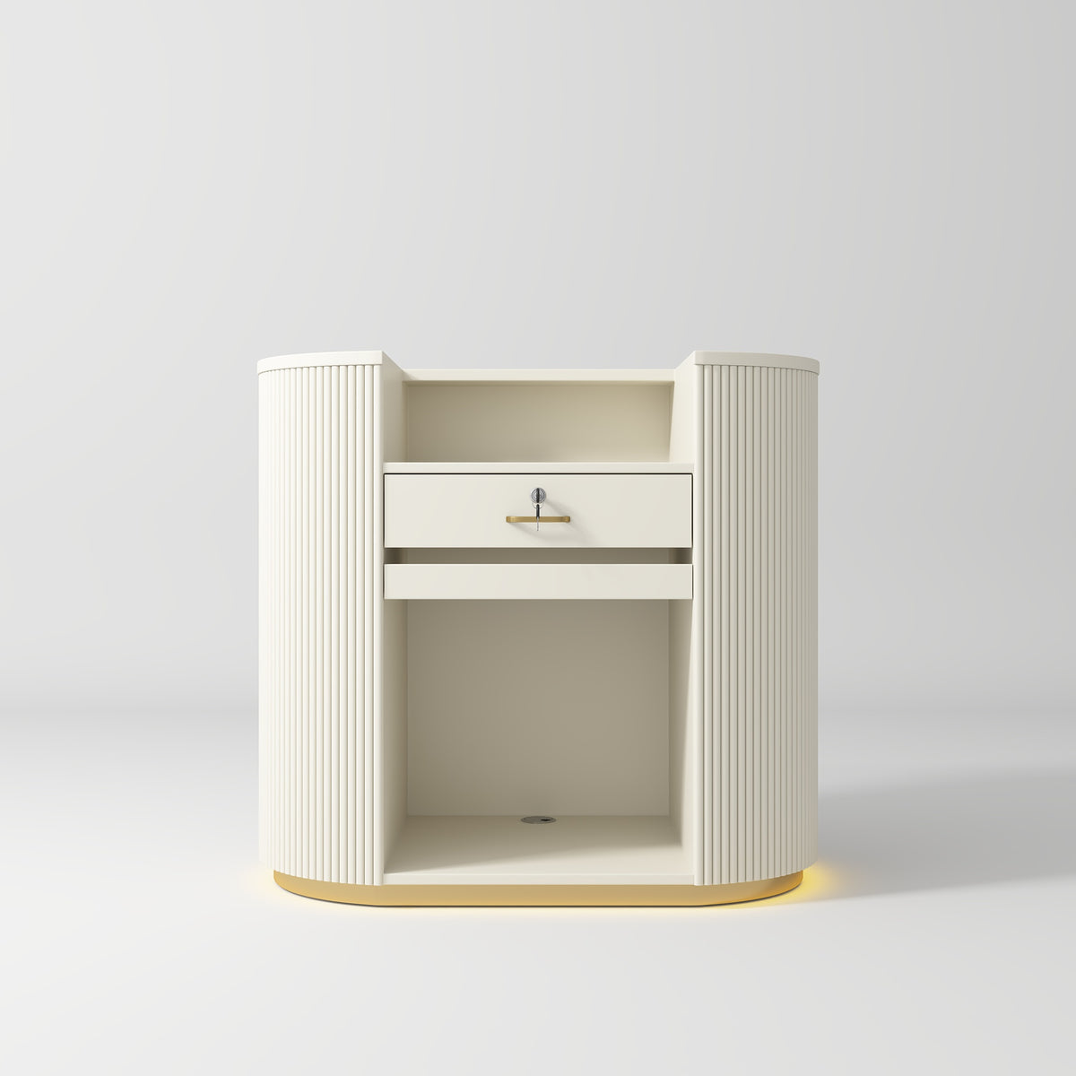 OUTLET 40 - Reception cosmetica Averne LED – banco reception per salone 100cm - Crema