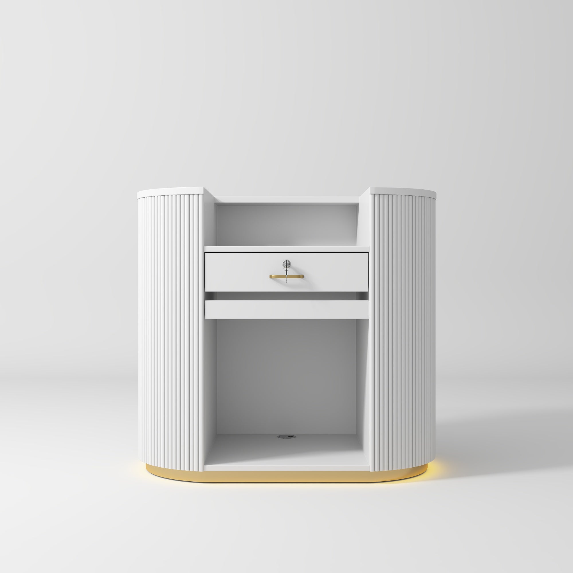 OUTLET 1 – Kosmetická recepce Averne LED – recepční pult do salonu, 100 cm – bílý