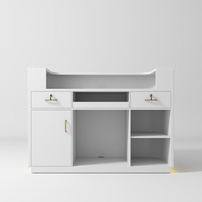 OUTLET 1 – Kosmetická recepce Averne LED – recepční pult do salonu, 100 cm – bílý