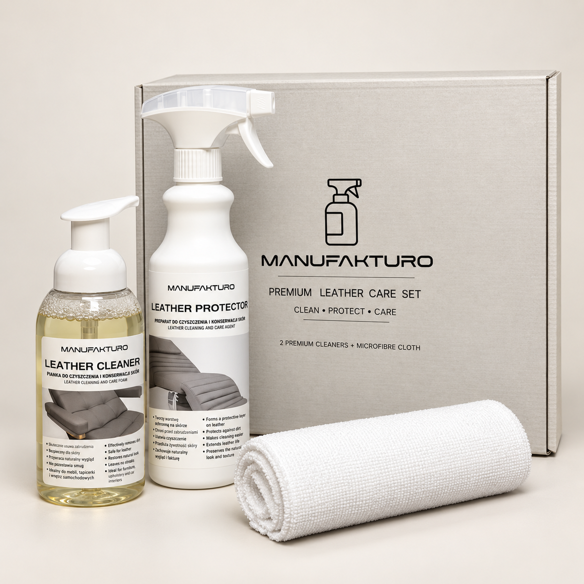 Premium Care Set - Ekonahan puhdistus- ja suojaussarja
