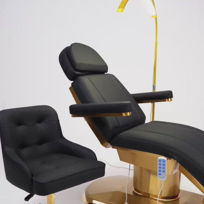 Zestaw Kompletny Salon Étoile Czarny - Elektryczne łóżko, Krzesło, Lampa i Pomocnik kosmetyczny